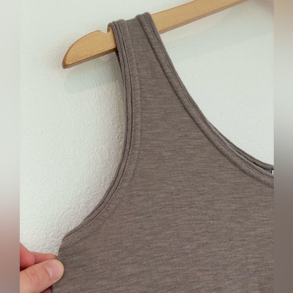 Cut Loose Linen Blend Midi Dress Womens Large Tank A-Line Pockets Lagenlook Brwn - Picture 6 of 12